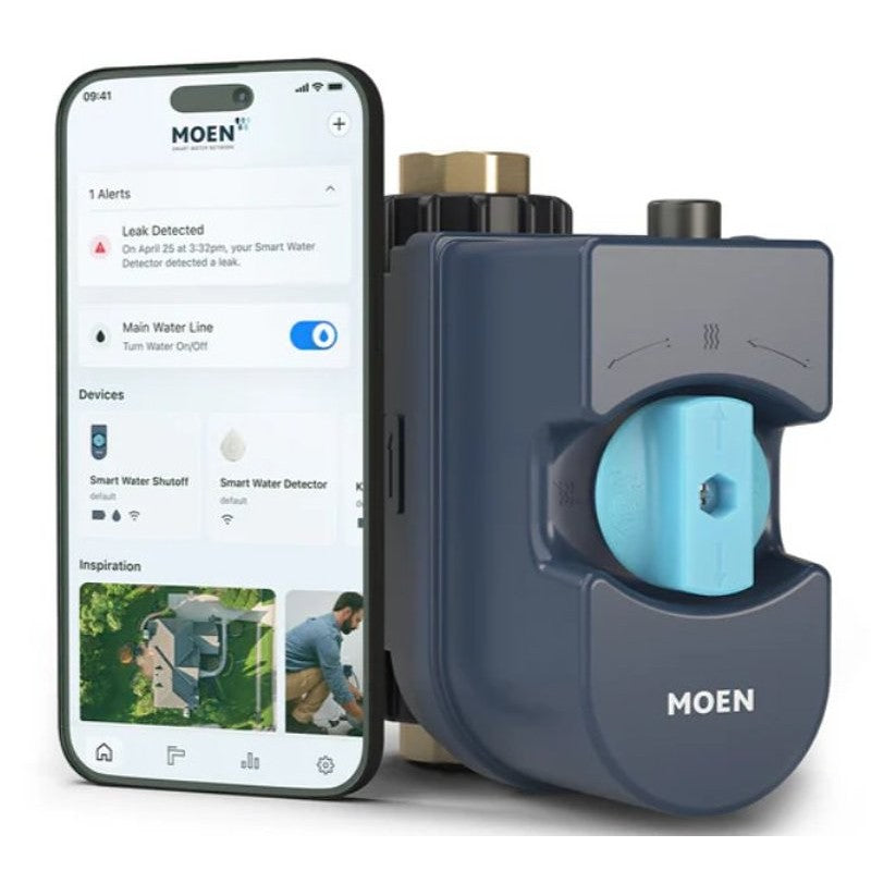 Moen 900-006 Water Monitor and Shut-Off Valve, 1 in, NPT, 175 psi Pressure, Brass Body