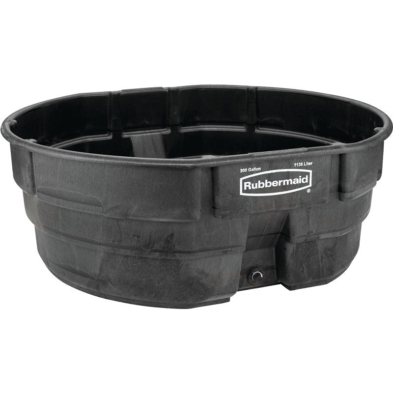 Rubbermaid FG424700BLA Stock Tank, 300 gal Capacity, Plastic, Black