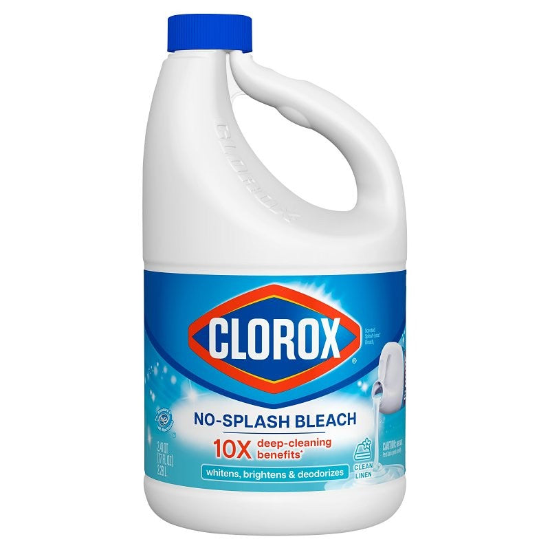 Clorox Splash-Less 32339 Bleach, 77 oz, Bottle, Liquid, Clean Linen (Pack of 6)