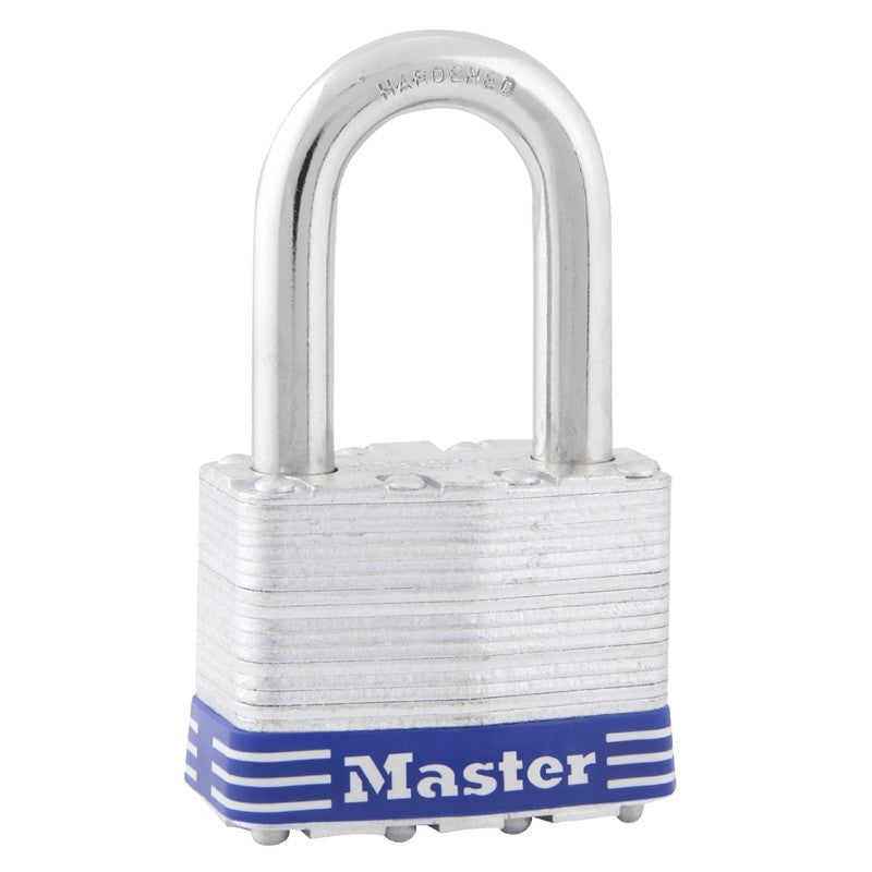 Master Lock 5DLF Padlock, 2 in W Body, Keyed Different Key, 3/8 in Dia Shackle, 1-1/2 in H Shackle, Boron Alloy Shackle
