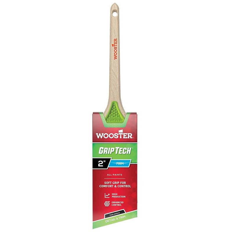 Wooster GripTech Series 5400-2 Paint Brush, 2 in W, Thin Angle Brush, 2-7/16 in L Bristle, Polyester Bristle
