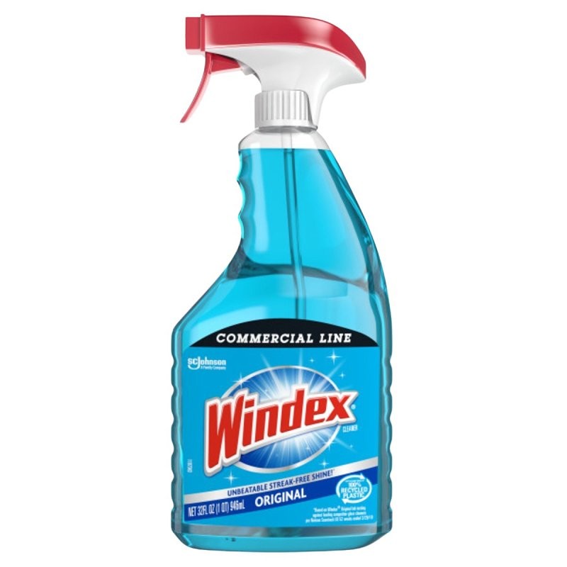 Windex 08521 Glass Cleaner, 32 oz Bottle, Liquid, Pleasant, Blue