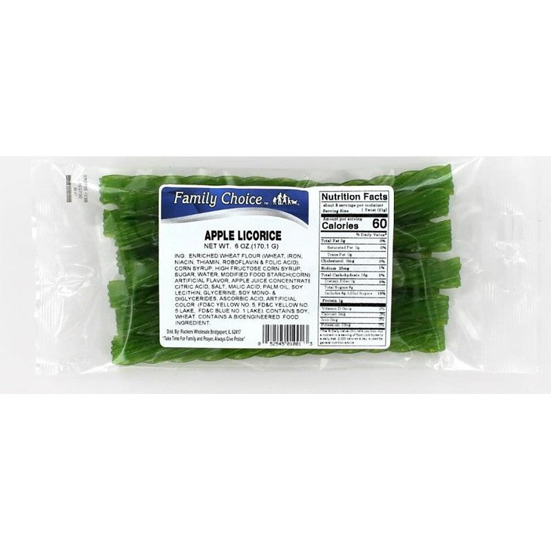 Family Choice 1001 Licorice, Apple Flavor, 6 oz (Pack of 12)
