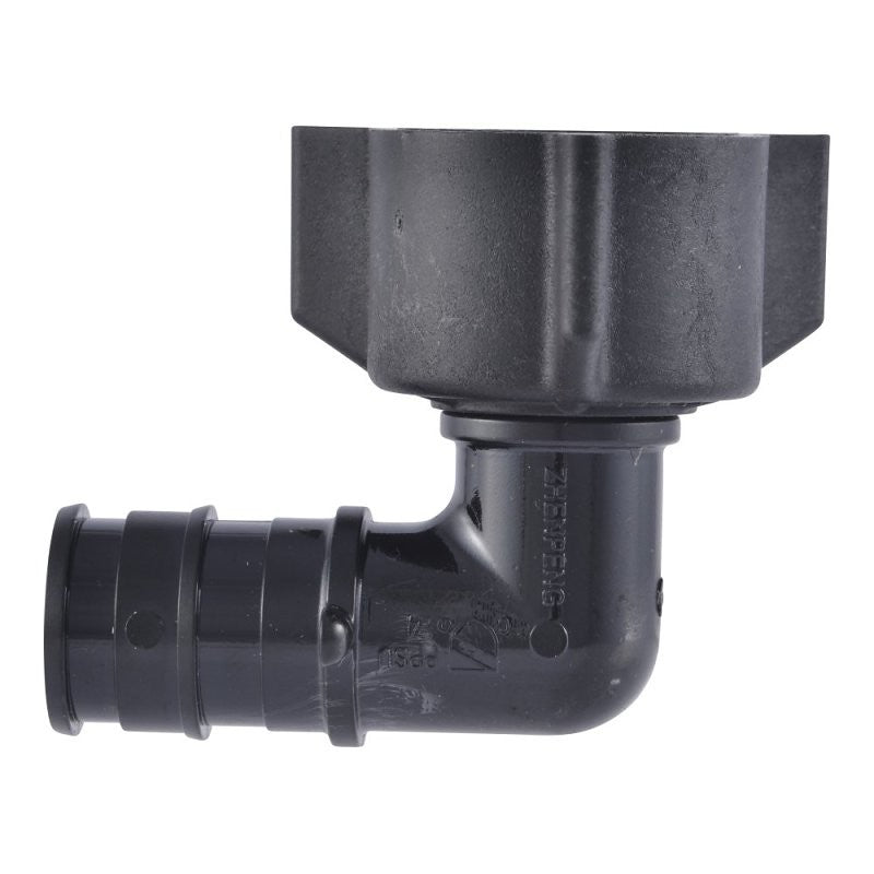 SharkBite UA532A5 Swivel Pipe Elbow, 1/2 in, Barb x NPSM, 90 deg Angle, Acudel Polymer, Black