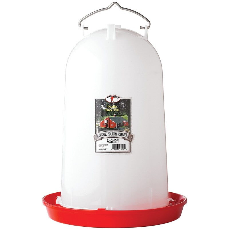 Little Giant 7906 Poultry Waterer, 3 gal Capacity, Polyethylene, Red