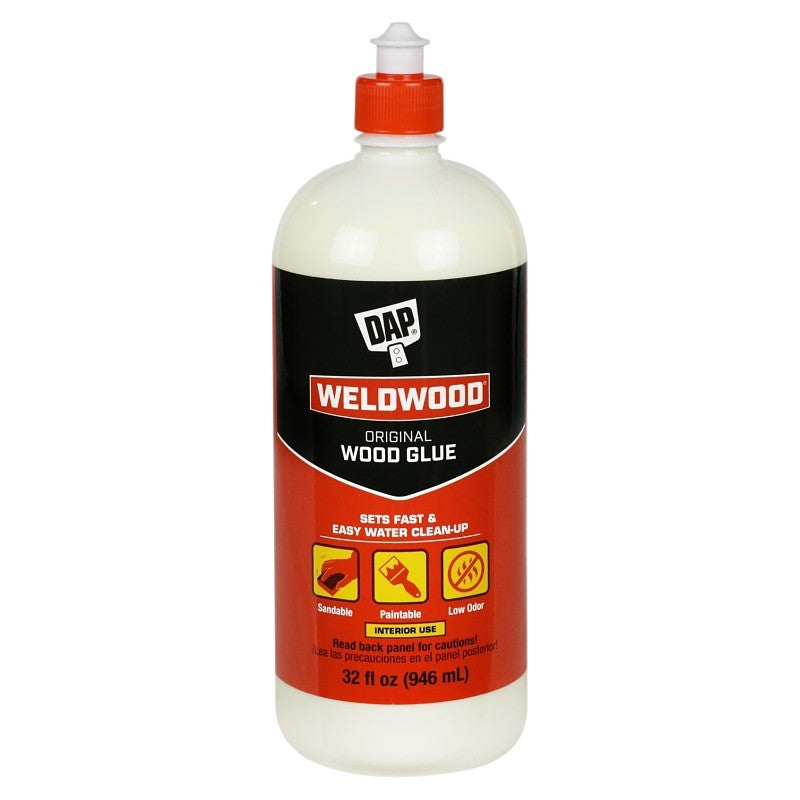 DAP Weldwood 00492 Wood Glue, Yellow, 1 qt Bottle