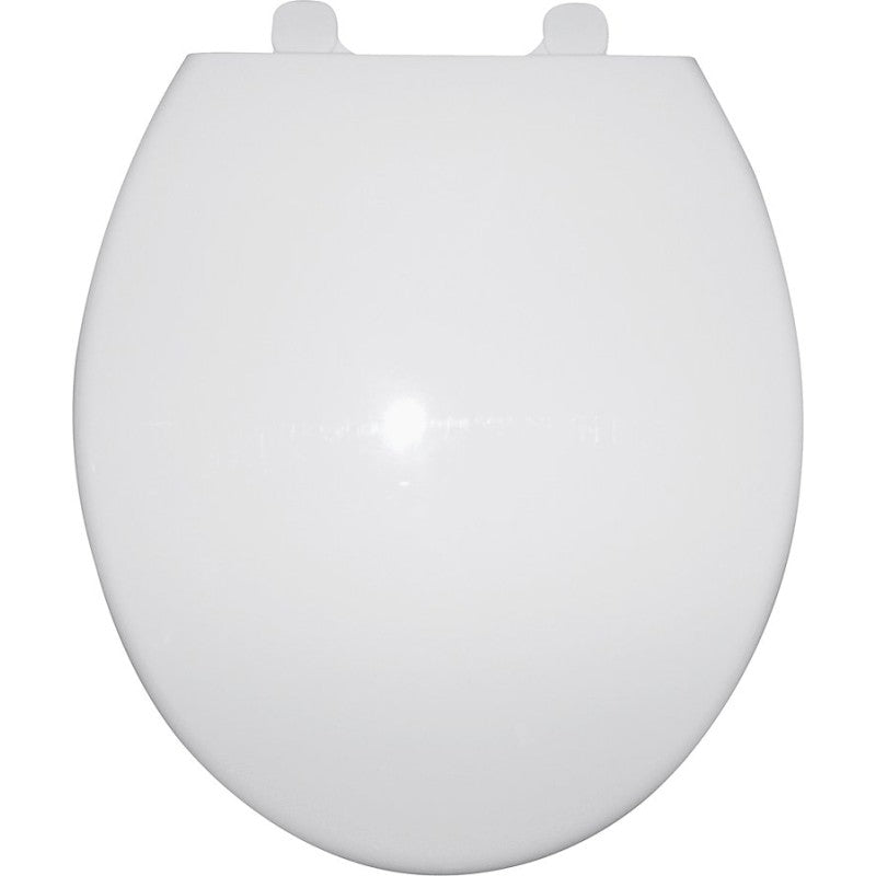 ProSource Q-328-WH Toilet Seat, Round, Polypropylene, White, Plastic Hinge