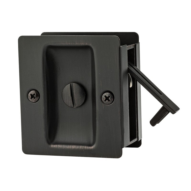 Weiser Square Pocket Door Lock Series 9W10310-016 Pocket Door Lock, Universal Hand, Venetian Bronze, 2-3/8 in Backset
