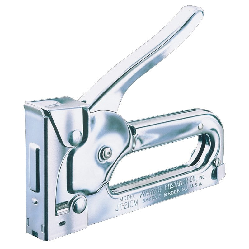 Arrow JT21CM Staple Gun Tacker, JT21 Staple, 7/16 in W Crown, 1/4 to 3/8 in L Leg, Steel Staple