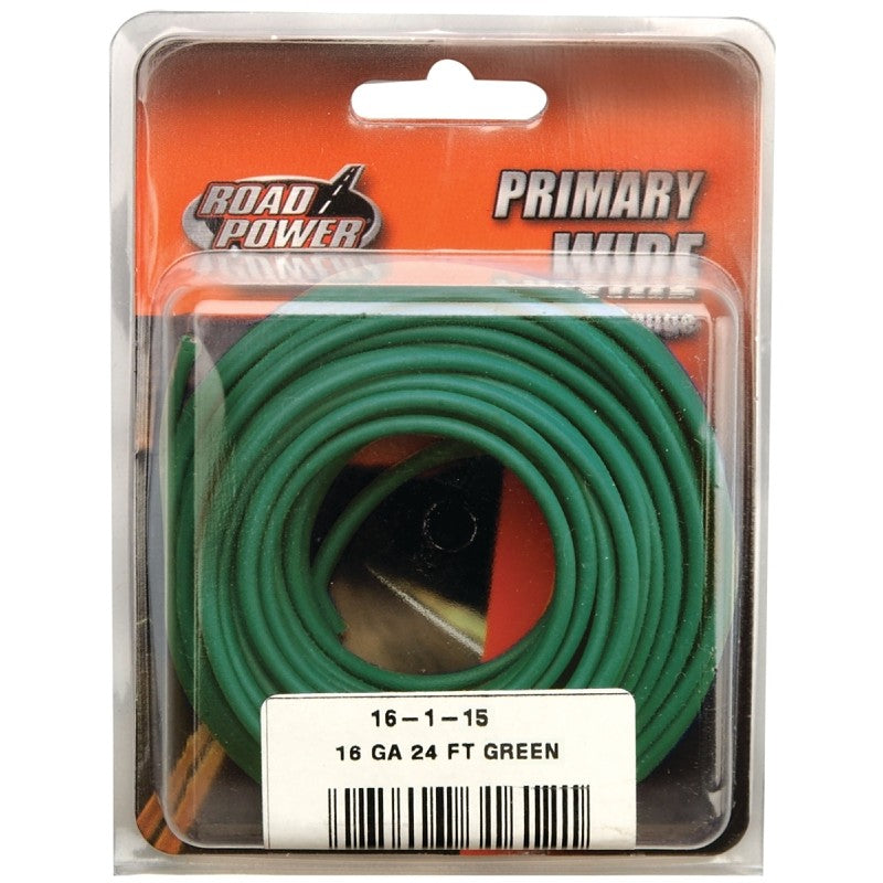 Road Power 56422033/16-1-15 Electrical Wire, 16 AWG Wire, 25/60 V, Copper Conductor, Green Sheath, 24 ft L