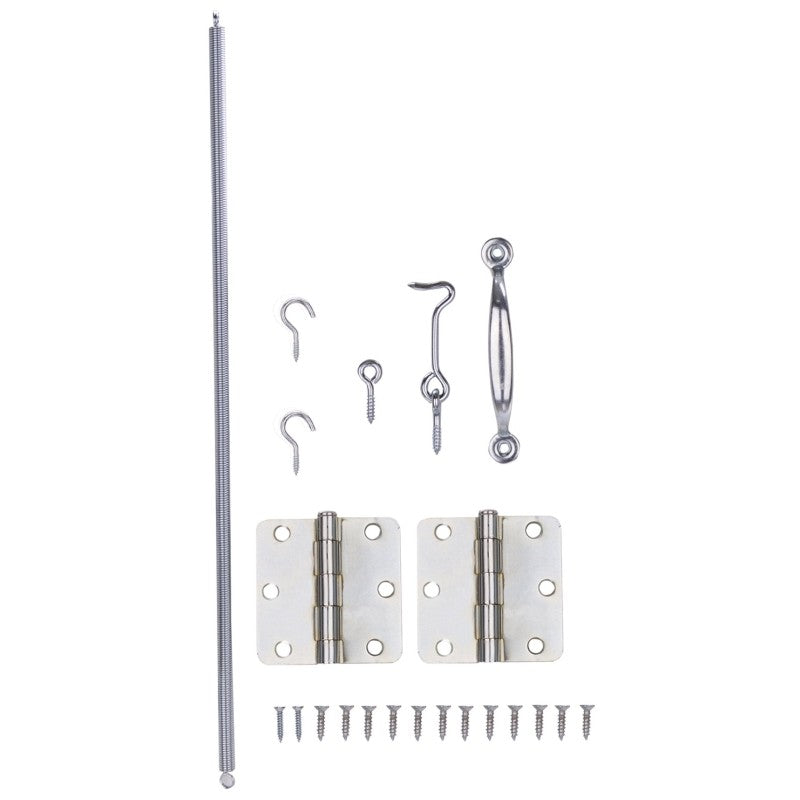 ProSource 41099-U-PS Hinge Set, Steel, Sliver, Zinc Plated, 22-Piece, For: Wood Screen Doors