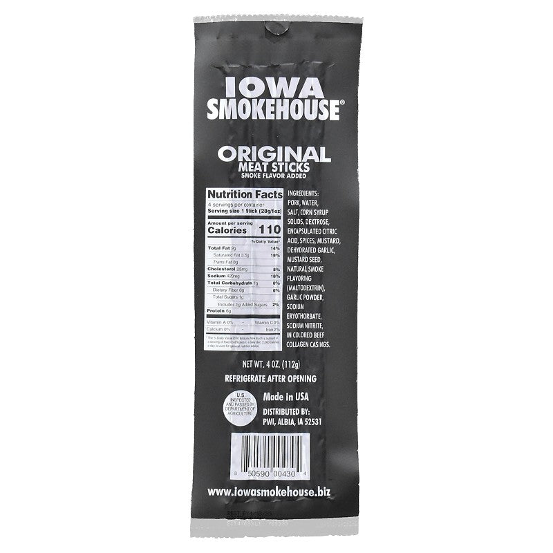 Iowa Smokehouse IS-4N Meat Stick, Original, 4 oz, Pack (Pack of 12)