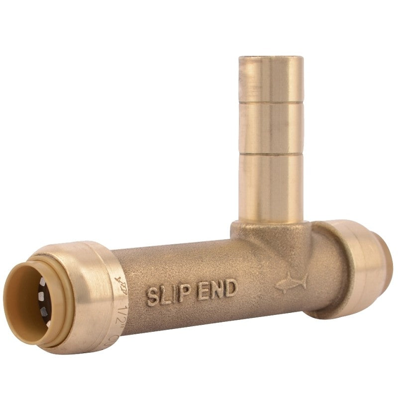 SharkBite U4482LFA Adapter Service Pipe Tee, 1/2 in, Push-Fit, DZR Brass, 200 psi Pressure