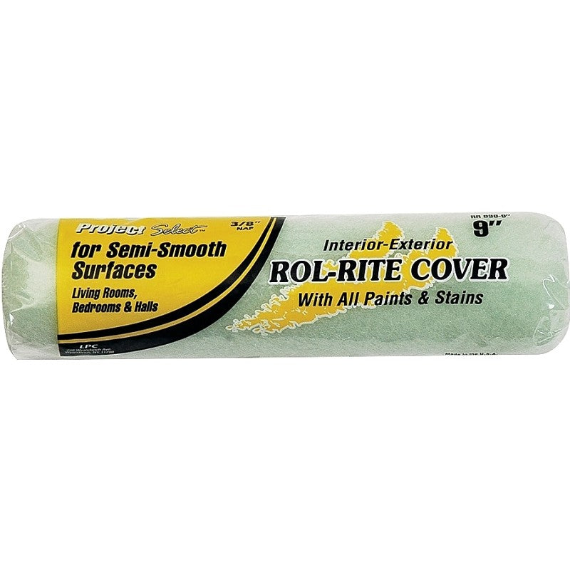 Linzer RR 938 Paint Roller Cover, 3/8 in Thick Nap, 9 in L, Knit Fabric Cover, Green