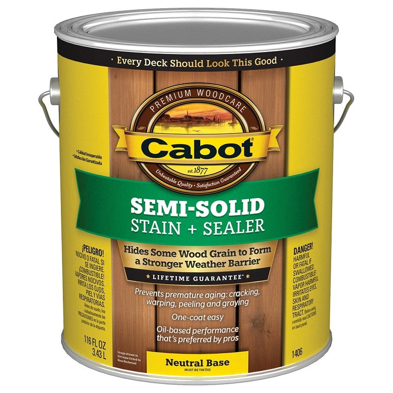 Cabot 140.0001406.007 Semi Transparent Stain, Natural Flat, Neutral Base, Liquid, 1 gal (Pack of 4)