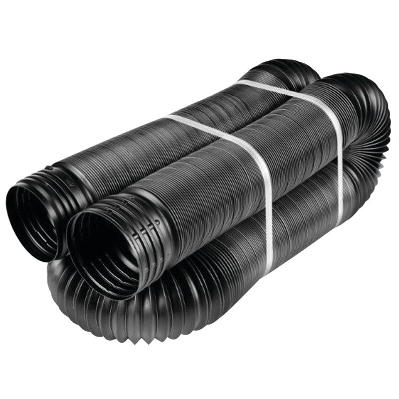 Amerimax 51110 Drain Pipe Tubing, Solid Flex, 4 in, PVC, Black, 25 ft L