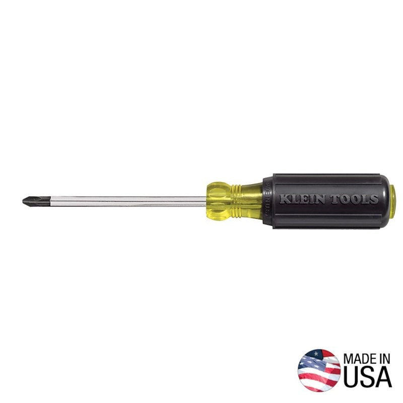 Klein Tools 603-4 Screwdriver, #2 Drive, Phillips Drive, 8-1/4 in OAL, 4 in L Shank, Acetate Handle, Cushion-Grip Handle