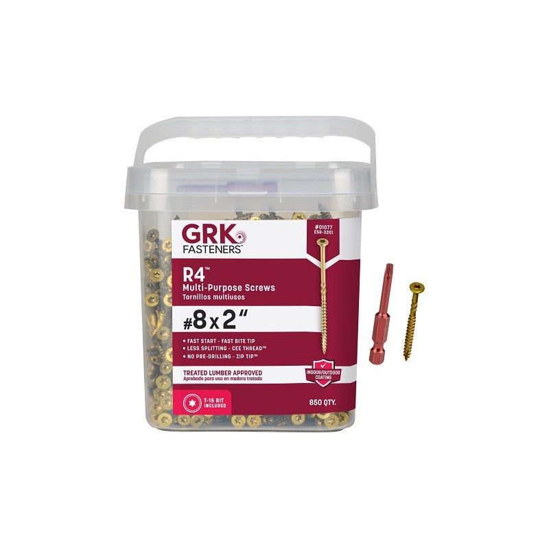 GRK Fasteners R4 01077 Framing and Decking Screw, #8 Thread, 2 in L, Star Drive, Steel, 850 PAIL