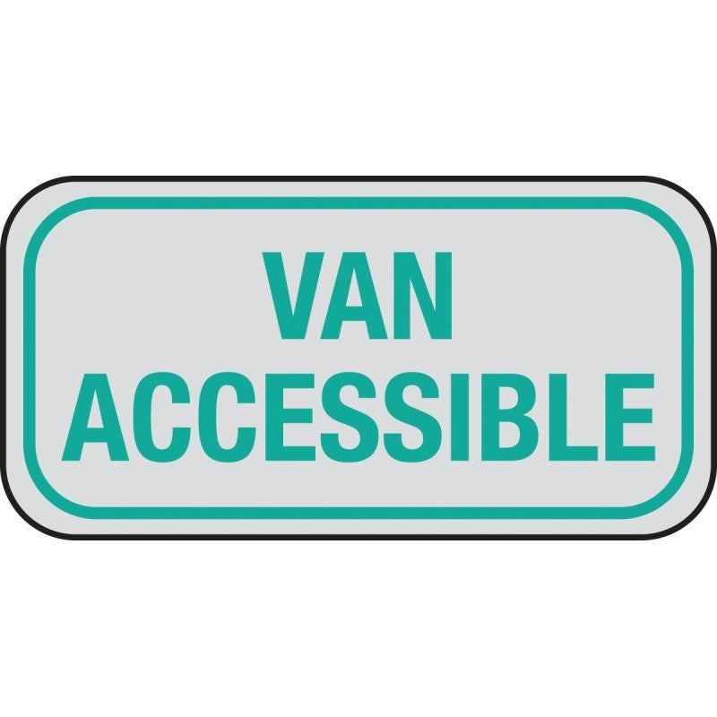 Hy-Ko HW-54 Parking Sign, Rectangular, VAN ACCESSIBLE, Gray Legend, White Background, Aluminum