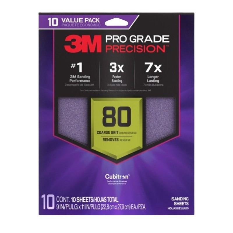 Pro Grade Precision SHR80-PGP-10T Sanding Sheet, 9 in L, 11 in W, Coarse, 80 Grit, Ceramic Alumina Abrasive