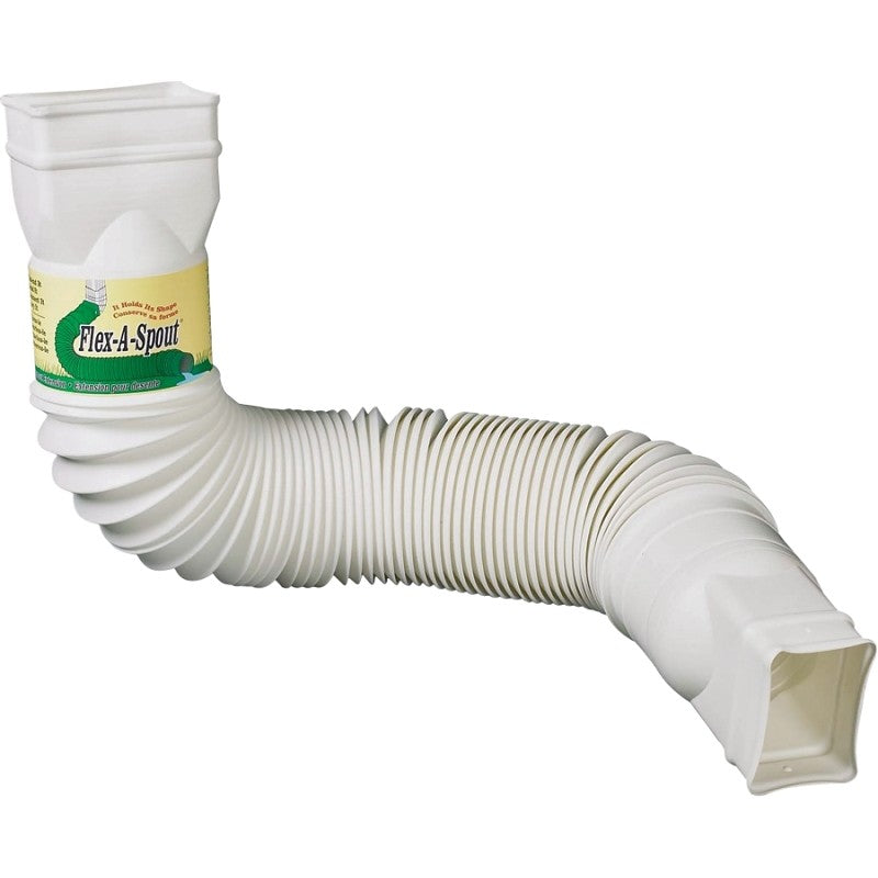 Amerimax Flex-A-Spout 85510 Downspout Extension, 22 to 55 in L Extended, Vinyl, White