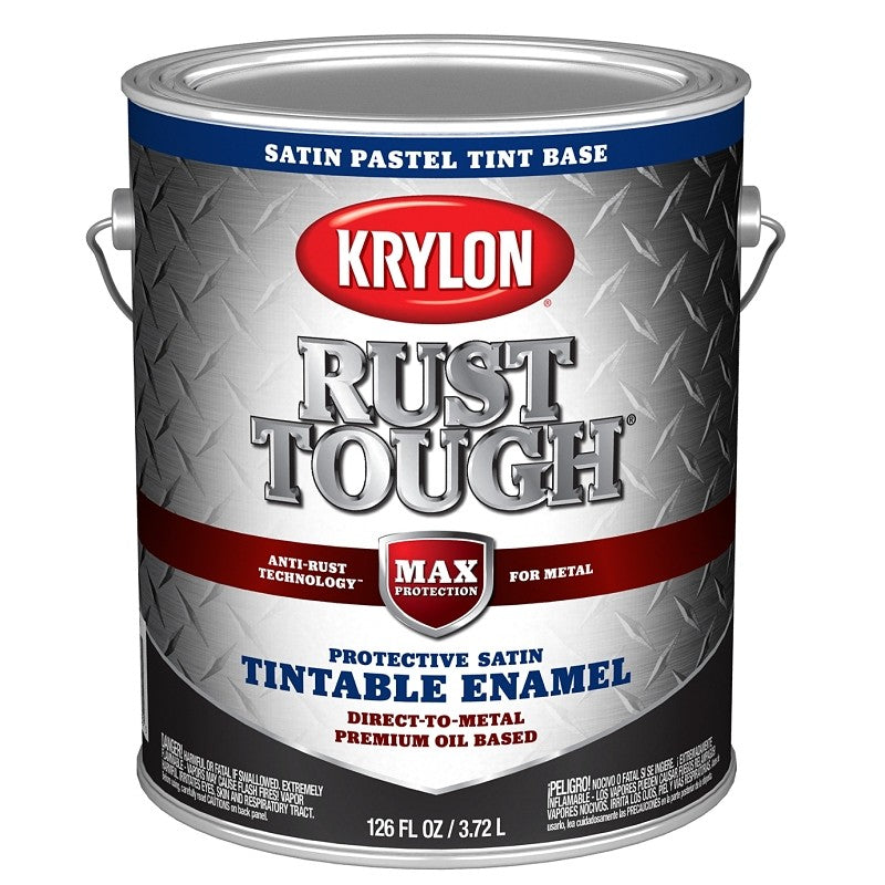Krylon Rust Tough K09749008 Enamel Paint, Satin Sheen, Pastel Tint, 1 gal, 400 sq-ft/gal Coverage Area (Pack of 4)