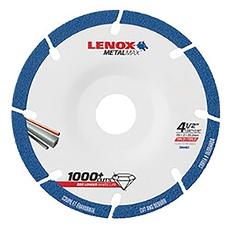 Lenox MetalMax 2044467 Grinding Wheel, 4-1/2 in Dia, 0.05 in Thick, 7/8 in Arbor, Diamond Abrasive