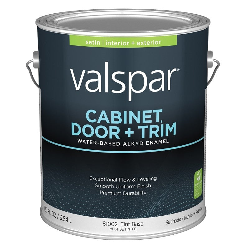 Valspar 8100 028.0081002.007 Cabinet, Door and Trim Paint Enamel, Water Base, Satin Sheen, Tint Base, 1 gal (Pack of 4)