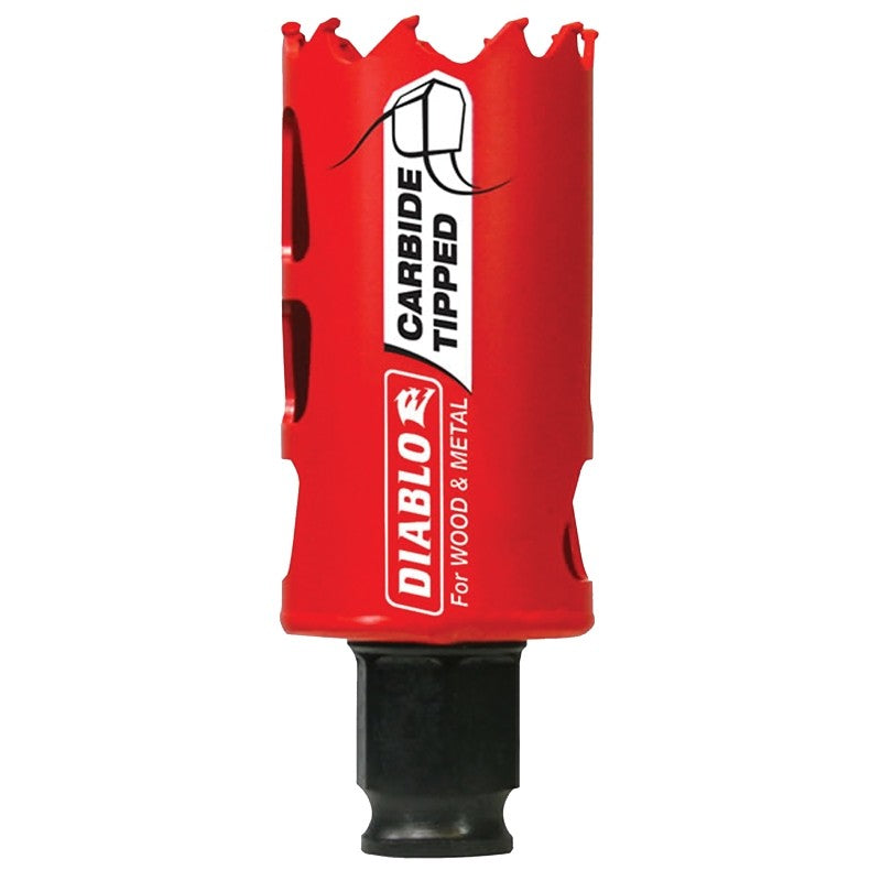 Diablo DHS1375CT GP Hole Saw, 1-3/8 in Dia, 2-3/8 in D Cutting, 3/8 in Arbor, Carbide Cutting Edge