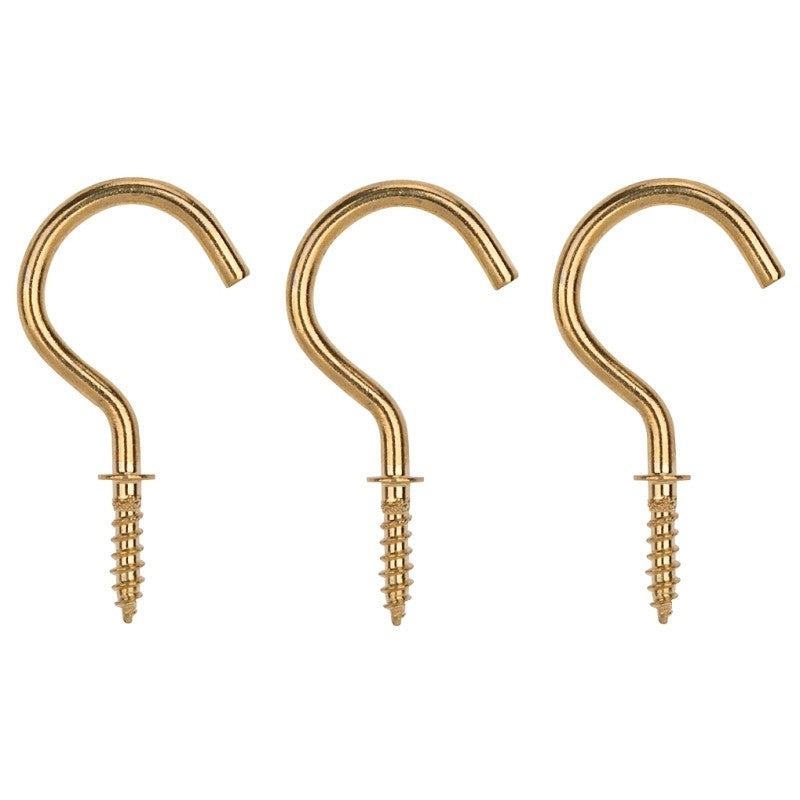 ProSource PH-122315-PS Cup Hook, 5/32 in Thread, 46 mm L, Brass, Brass Plated