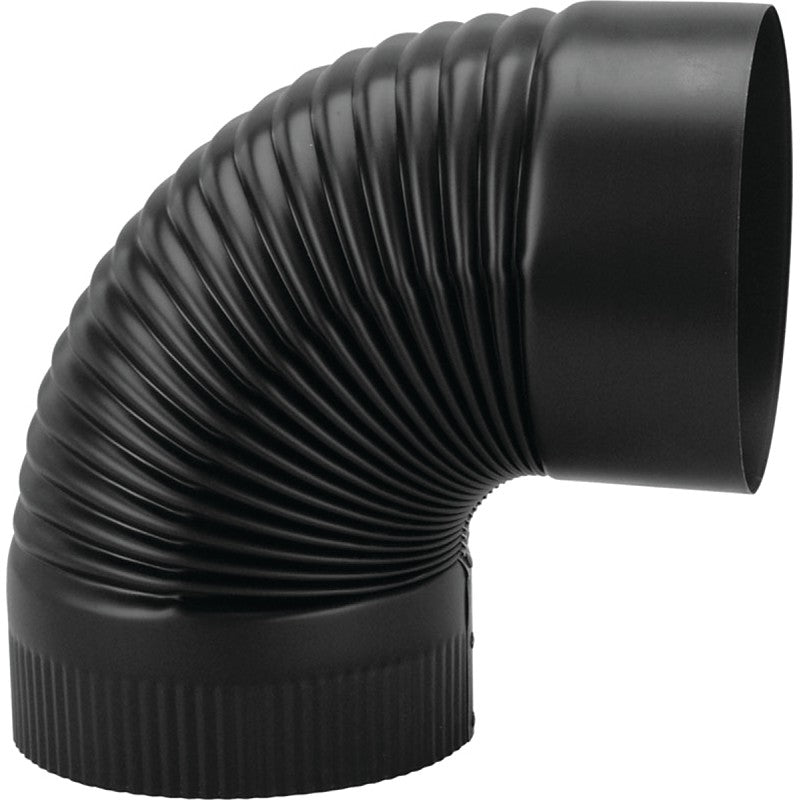 Imperial BM0025 Stove Pipe Elbow, 90 deg Angle, 8 in, 24 Gauge, Steel, Black (Pack of 4)