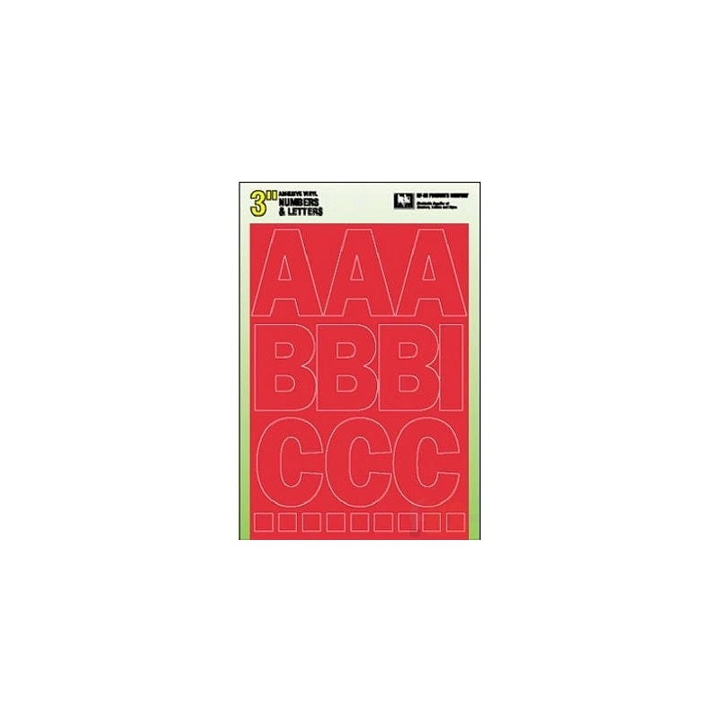 Hy-Ko 30005 Die-Cut Number and Letter Set, 3 in H Character, Red Character, Red Background, Vinyl (Pack of 5)
