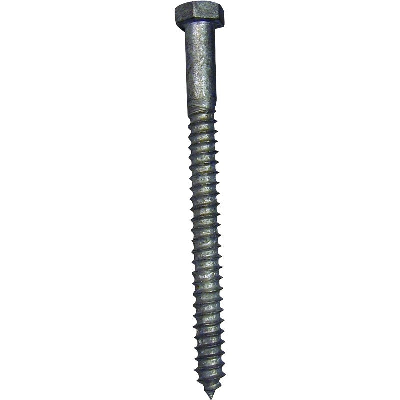 Midwest Fastener 05600 Lag Screw, 1/2-6 Thread, 6 in OAL, 2 Grade, Galvanized Steel, SAE Measuring