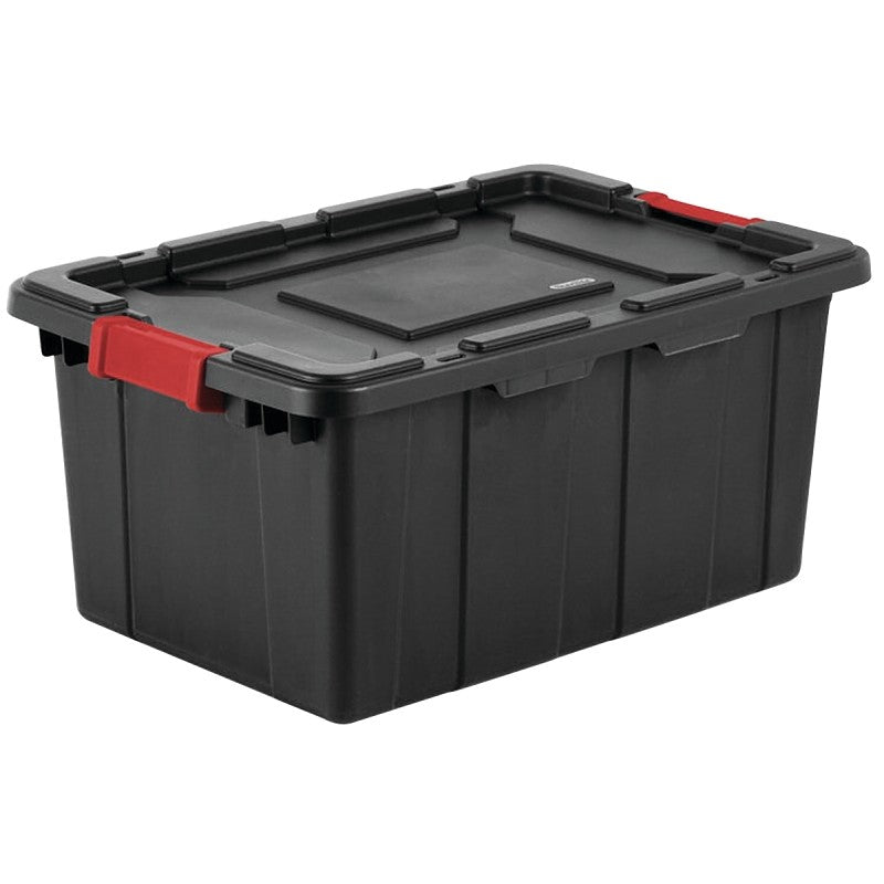 Sterilite 14649006 Industrial Tote, Plastic, Black, 25-3/4 in L, 17-1/4 in W, 11-7/8 in H (Pack of 6)