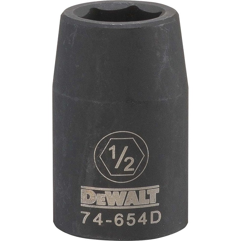 DEWALT DWMT74654OSP Impact Socket, 1/2 in Socket, 7/16 in D Socket, 1/2 in Drive, 6-Point, CR-440 Steel, Black Oxide