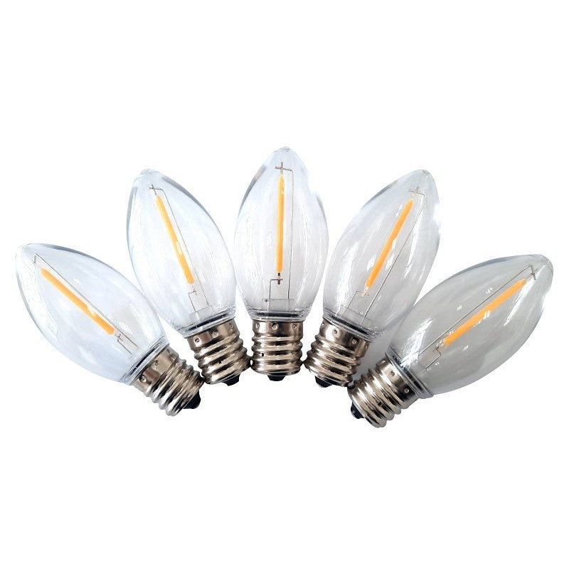 Santas Forest 26988 LED Filament Retro Replacement Bulb, Transparent, C9, Clear