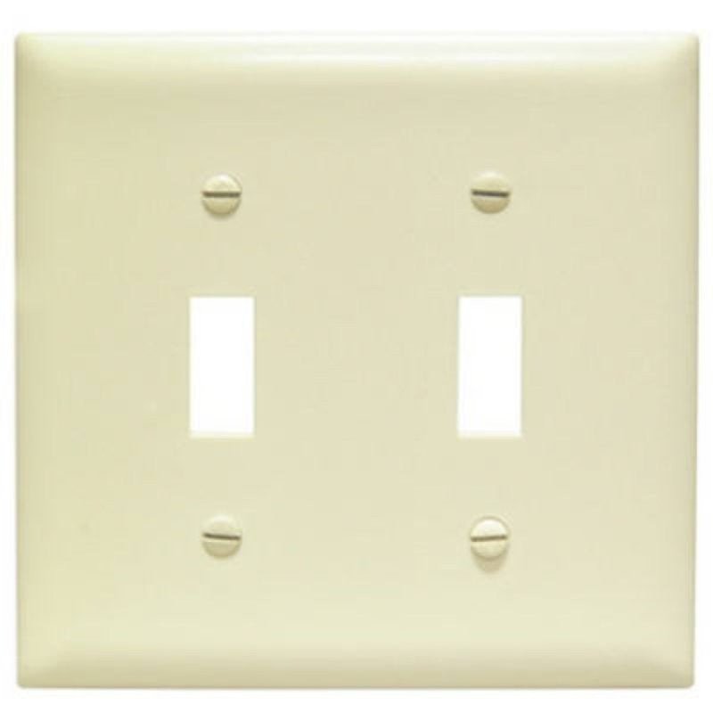 Legrand TradeMaster TP TP2-I Wallplate, 4.687 in L, 4-3/4 in W, 2 -Gang, Plastic, Ivory, Matte