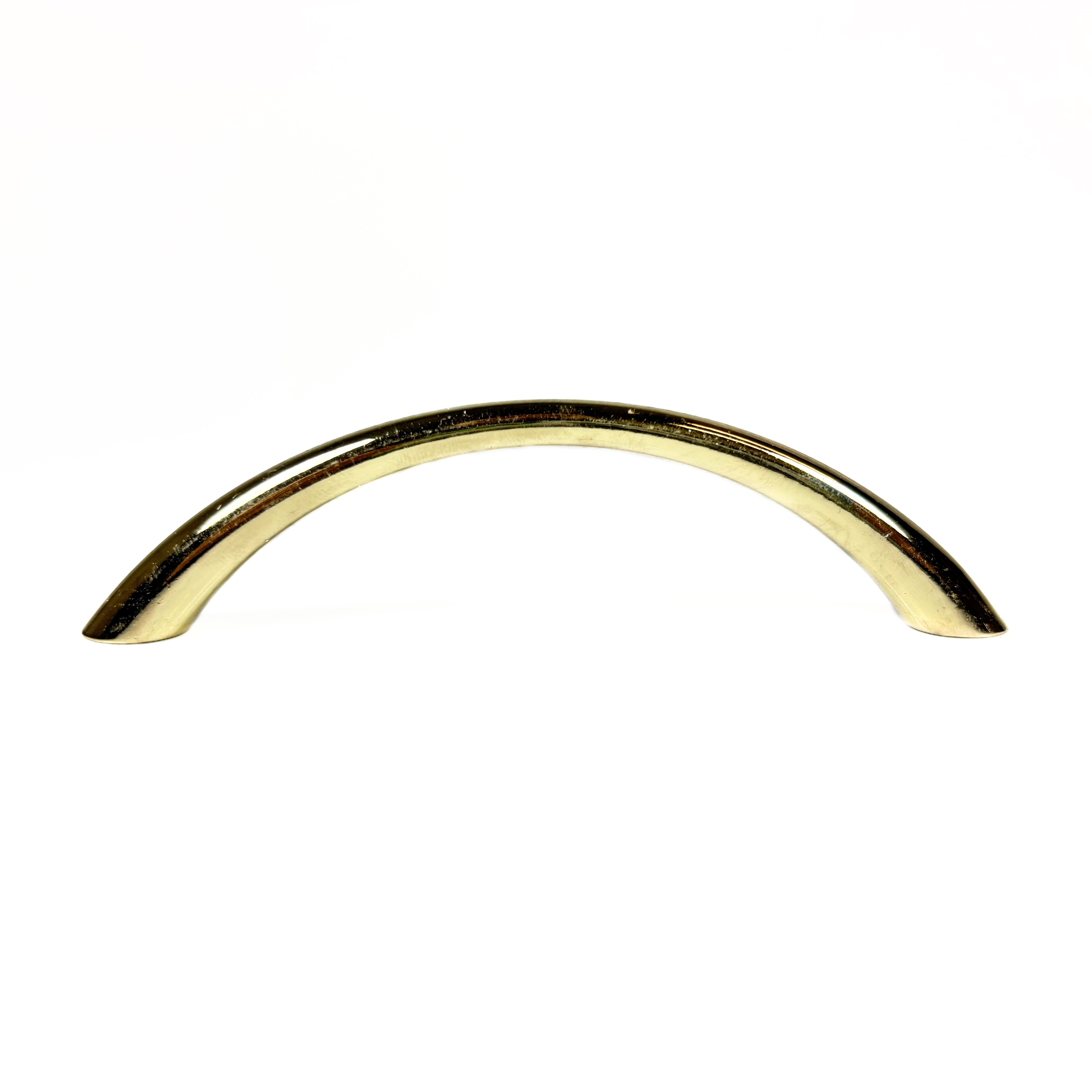 Arched Cabinet And Door Pull 3-3/4 Inch Centers Die Cast Bright Brass 2 Pack