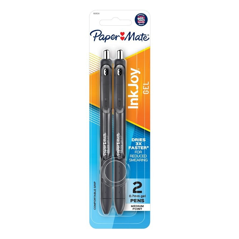 Paper Mate InkJoy 1951634 Pen, Retractable, 0.77 mm Tip, Medium Tip, Black Ink, Gel Ink, Ergonomic Grip