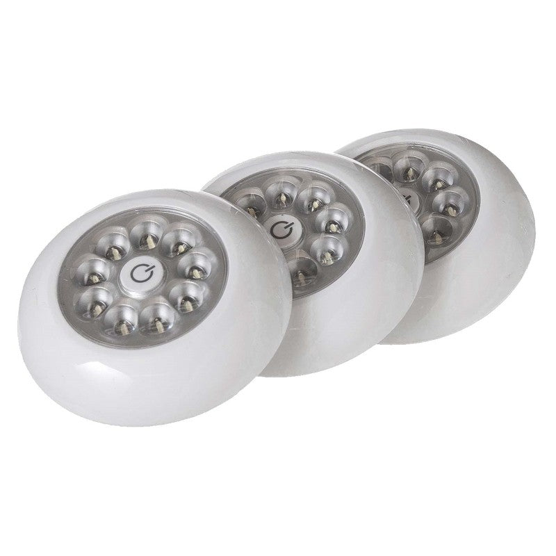 Fulcrum 30016-308 Tap Light, AAA Battery, Alkaline Battery, 9-Lamp, LED Lamp, 40.5 Lumens, 5500 K Color Temp, White