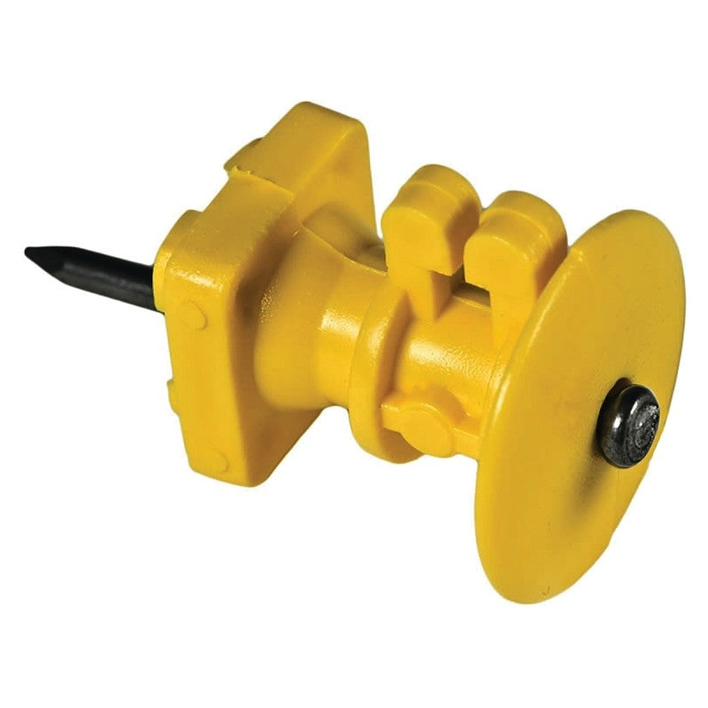 Zareba IWKNY-Z Wood Post Knob Insulator, 9 to 22 ga Fence Wire, Aluminum/Polywire/Steel, Polyethylene, Yellow