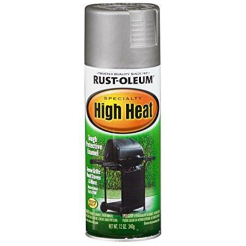 Rust-Oleum 7716830 High Heat Spray Paint, Satin, Silver, 12 oz, Can, Oil