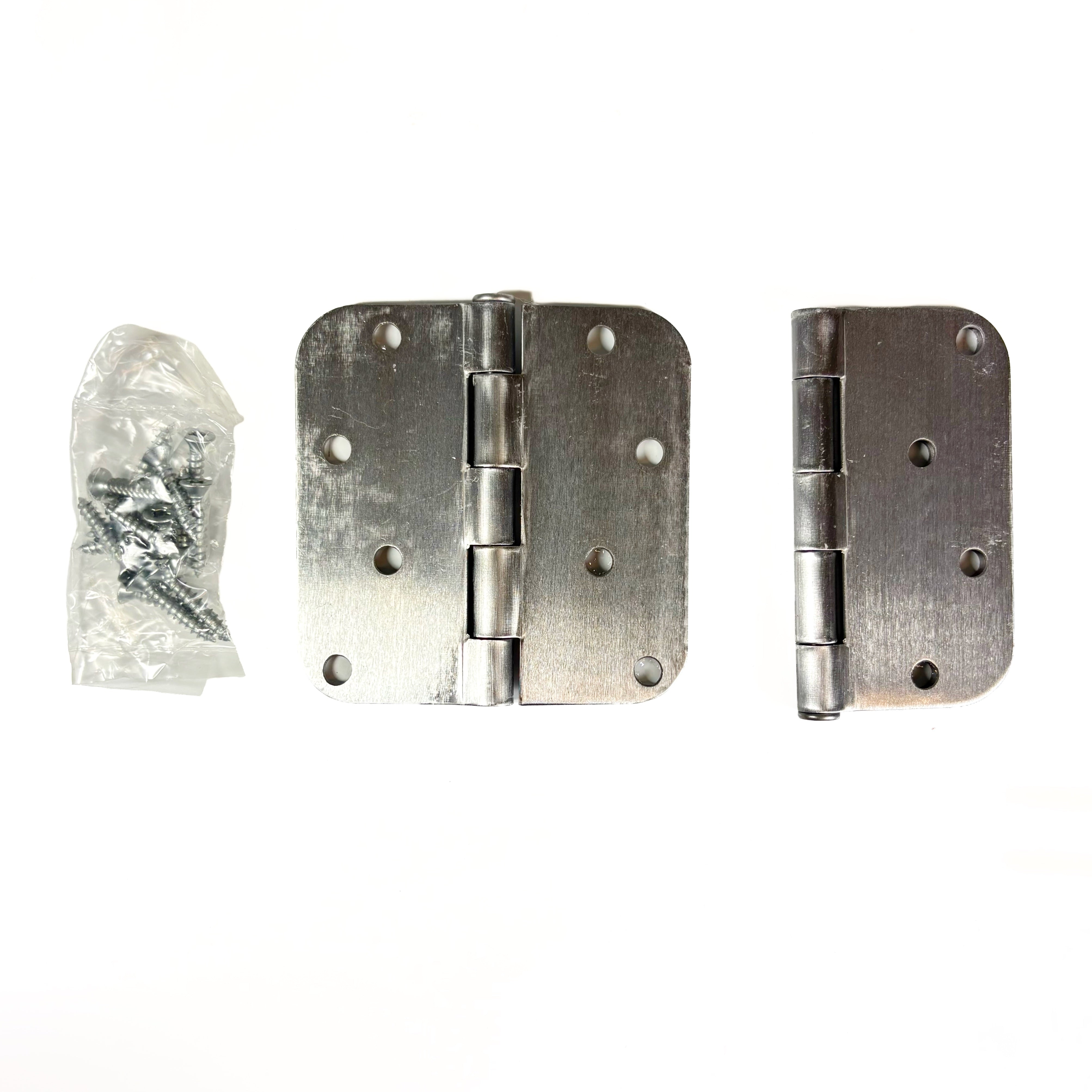 Door Hinges 4 Inch 5/8 Radius Satin Chrome 2 Pack