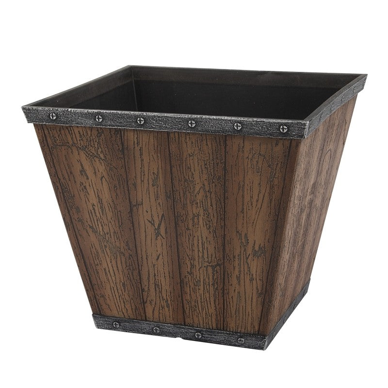 Landscapers Select S17050410-01-B Square Barn Planter, 8-1/2 in H, 10 in W, Square, High-Density Resin, Brown, Brown (Pack of 6)