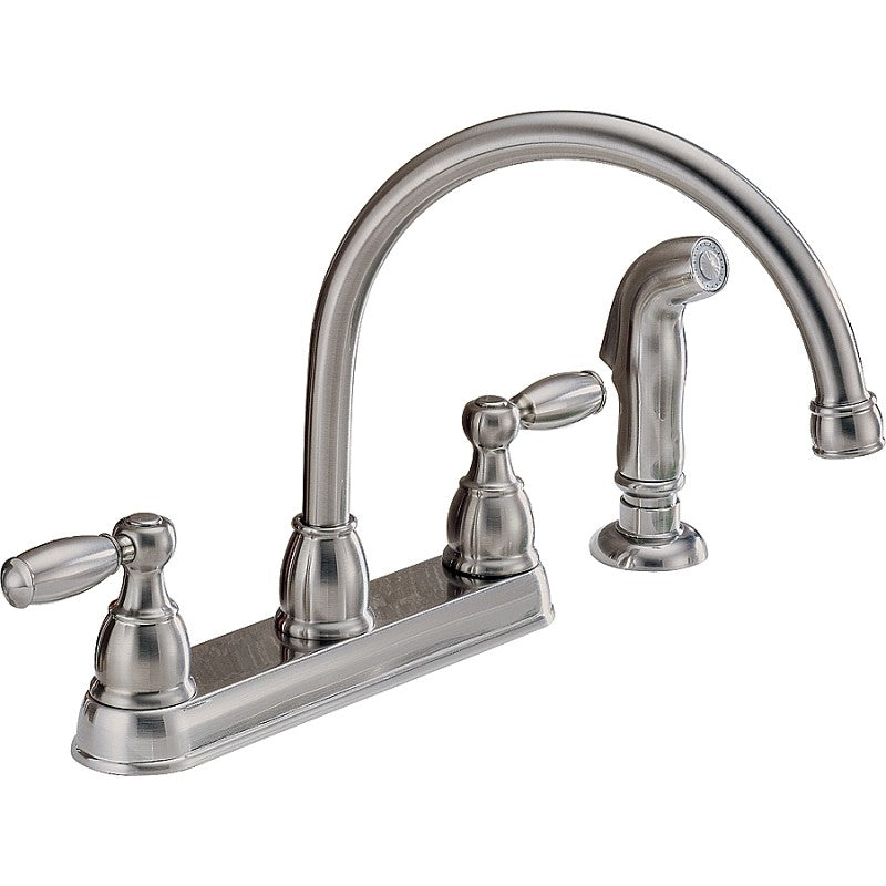 Delta Peerless Claymore Series P299575LF-SS Kitchen Faucet, 1.8 gpm, 2-Handle, Stainless Steel, Deck