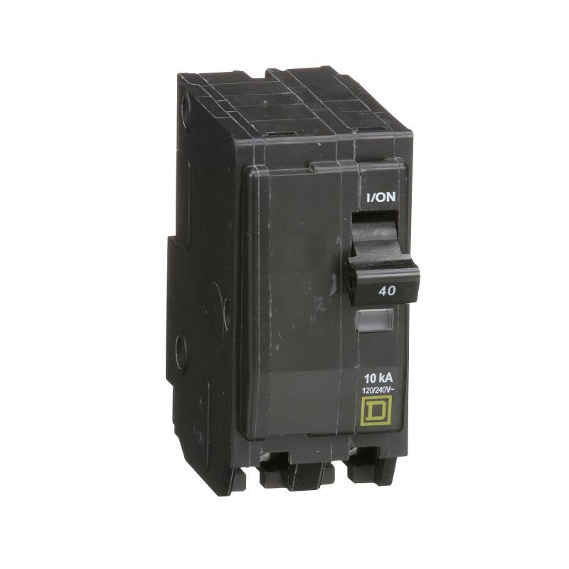 Square D QO QO240CP Circuit Breaker, Mini, 40 A, 2 -Pole, 120/240 VAC, 48 VDC, Flush Mounting, Black