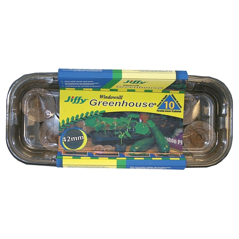 Jiffy J410 Seed Starter Kit, 9 in L Tray, 4-1/2 in W Tray, 10 -Cell