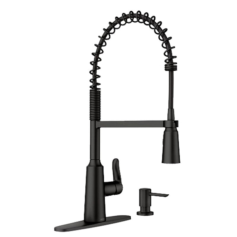 Moen Edwyn 87807 Series 87807BL Pull-Down Kitchen Faucet, 1.5 gpm, 1-Handle, 1, 4-Faucet Hole, Metal, Matte