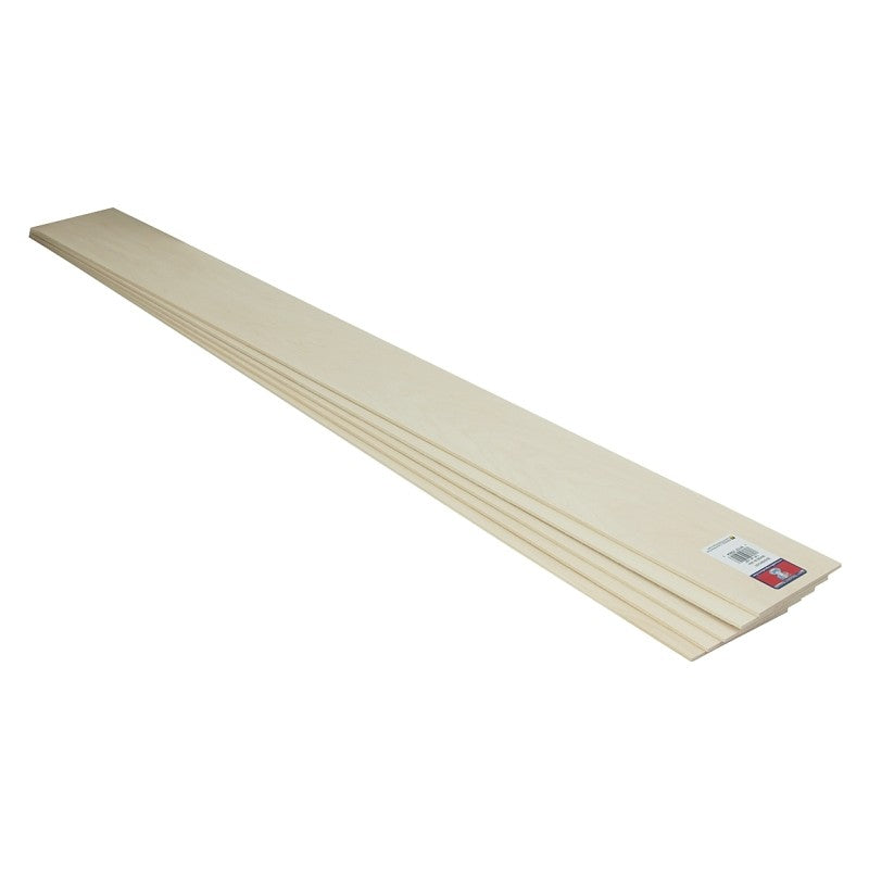 Midwest Products 4004 Sheet, 36 in L, 3 in W, 1/8 in Thick, Basswood