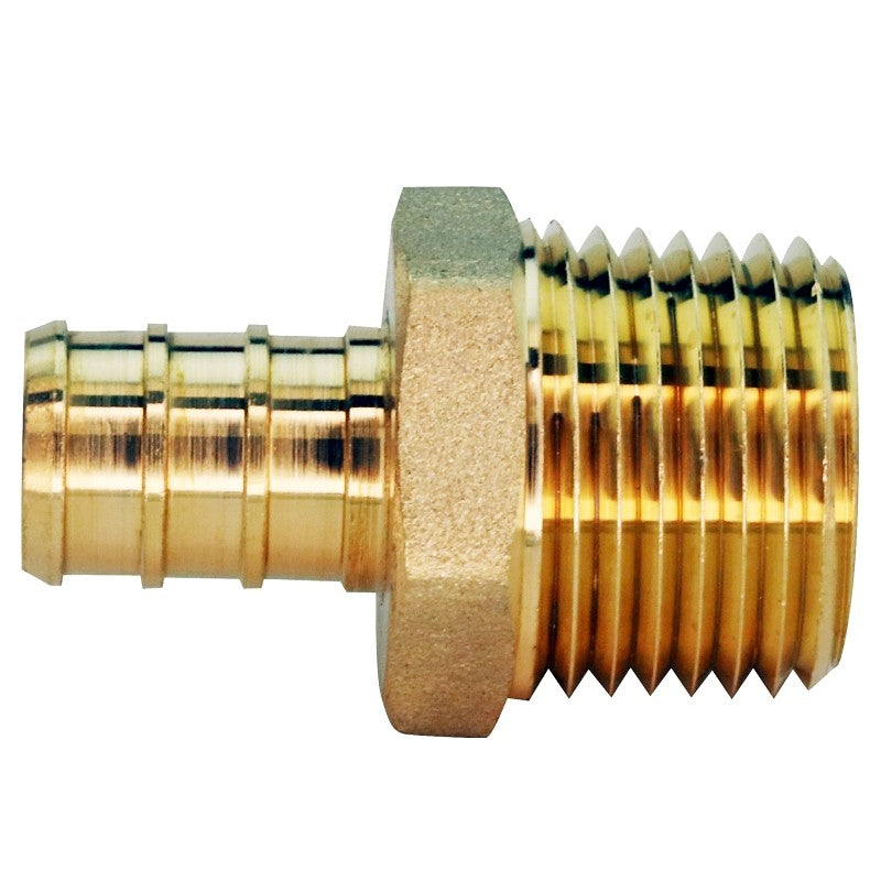 Apollo APXMA125PK Pipe Adapter, 1/2 in, Barb x MPT, Brass, 200 psi Pressure, 5/PK